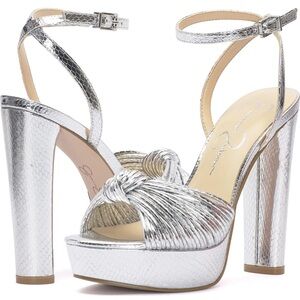 Jessica Simpson Metallic Silver Knotted Heels